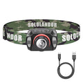 Zoom Headlamp USB Type C XPE Torch LED Headlight Body Motion Sensor Head Wrist Strap Band Lamp Riding Red Flash Light Lantern
