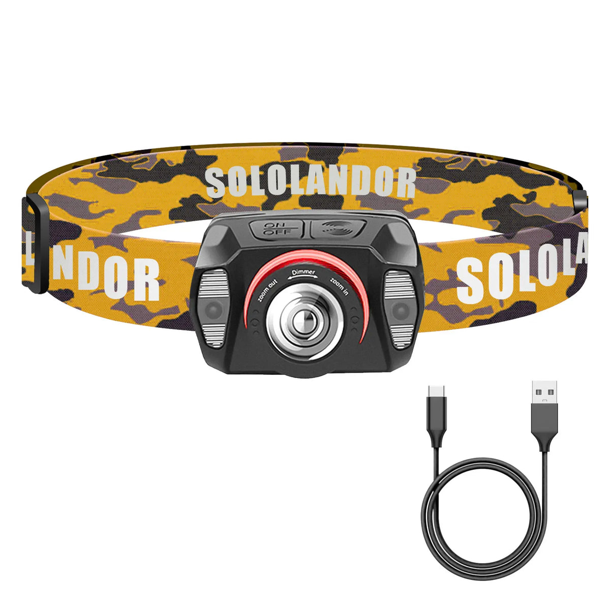 Zoom Headlamp USB Type C XPE Torch LED Headlight Body Motion Sensor Head Wrist Strap Band Lamp Riding Red Flash Light Lantern