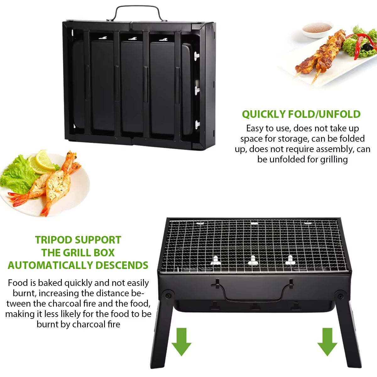 Portable BBQ Charcoal Grill Stainless Steel Small Mini BBQ Tool Kit Outdoor Cooking Camping Picnic Beach Portable BBQ