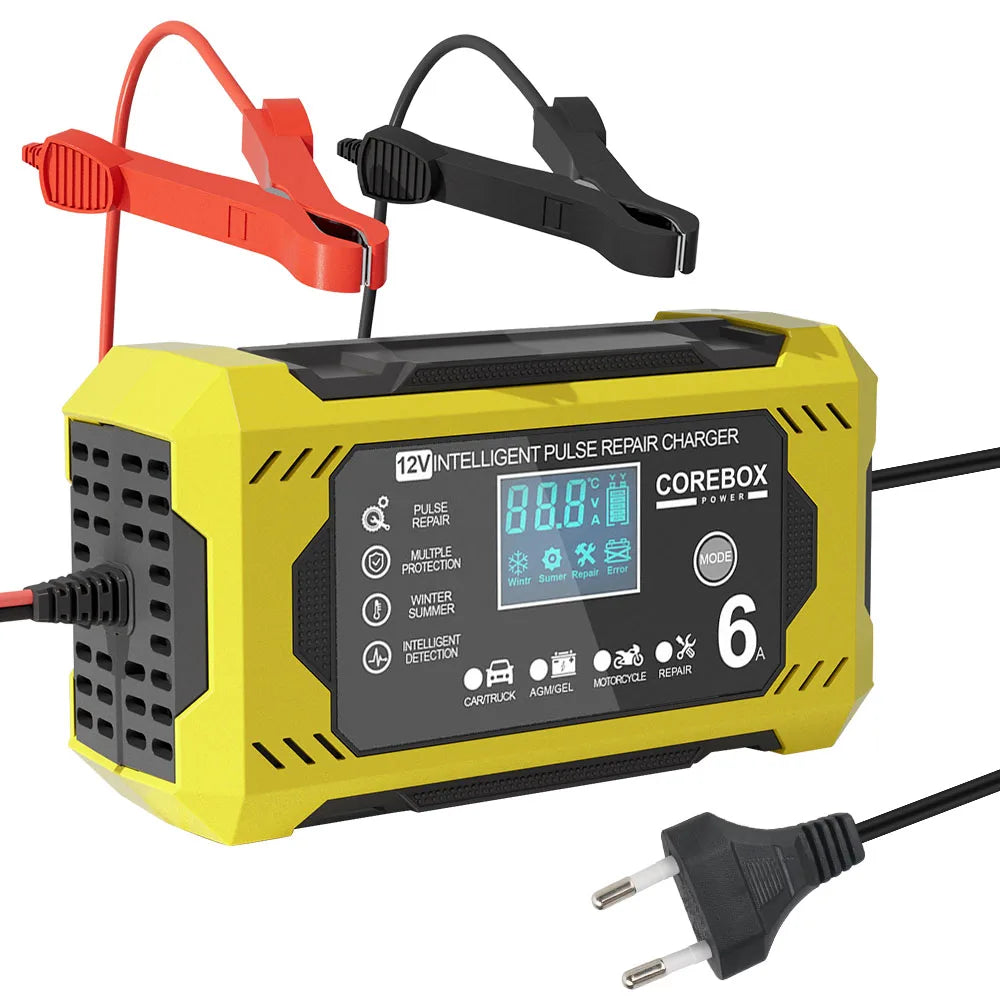 12V/6A Multifunctional Pulse Repair Battery Charging for Motorcycle SUV Truck Smart Car Battery Charger High Power Intelligent