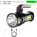 High Power 7LED Flashlight USB Rechargeable COB Side Lights 4 Modes Torch with Power Display Outdoor Lightweight Camping Torch