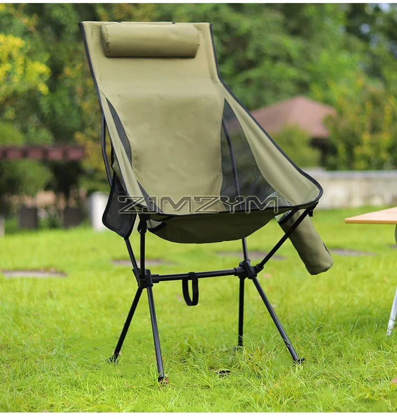 High Back Camping Chair, Lightweight Camping Chair with Headrest, Stable Portable Folding Chair for Outdoor Camp, Hiking