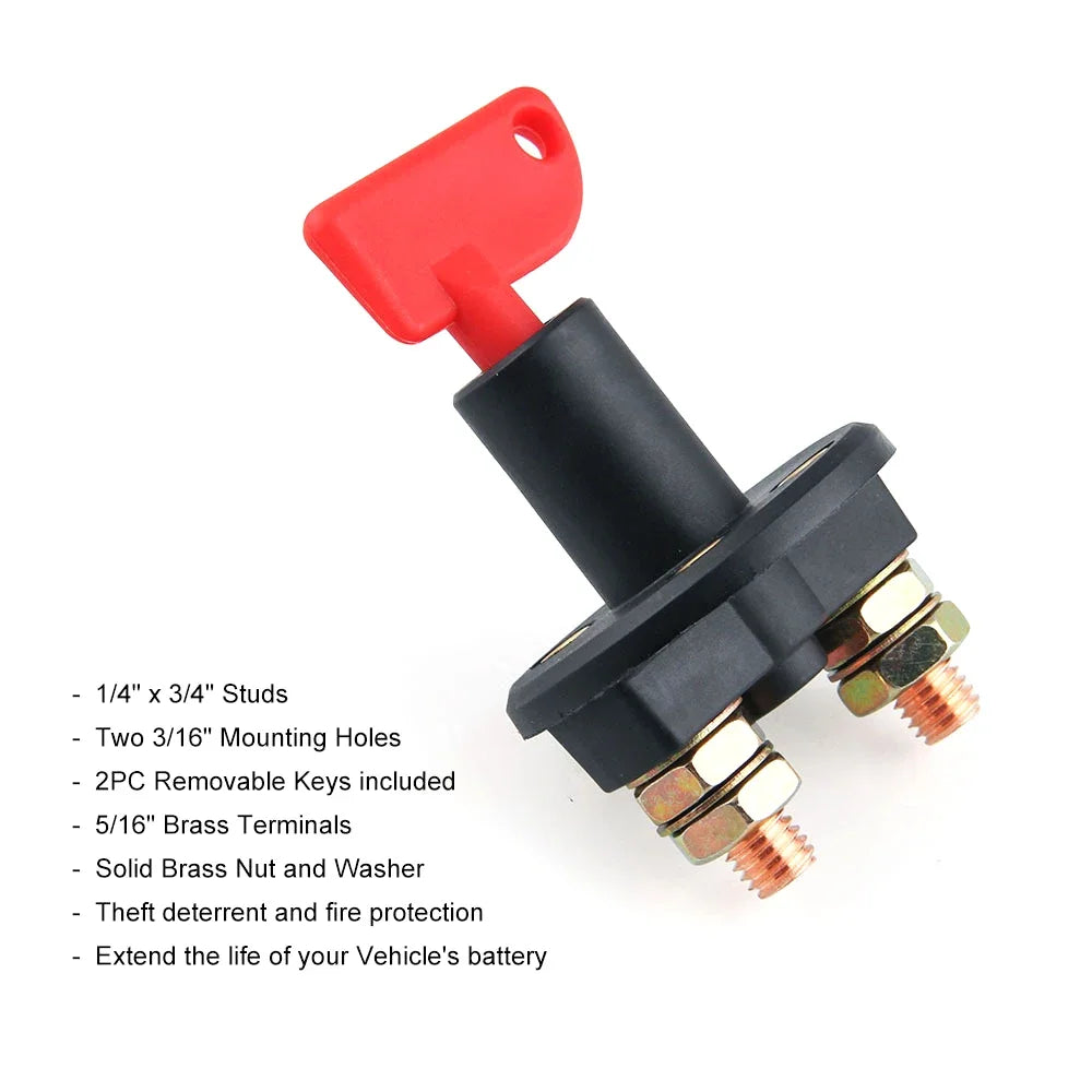 Car Battery Power Switch Battery Isolator Disconnector Cut off Switch Circuit Breaker Main Kill Switch Key Vehicle Power Switch
