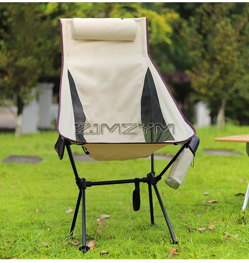 High Back Camping Chair, Lightweight Camping Chair with Headrest, Stable Portable Folding Chair for Outdoor Camp, Hiking