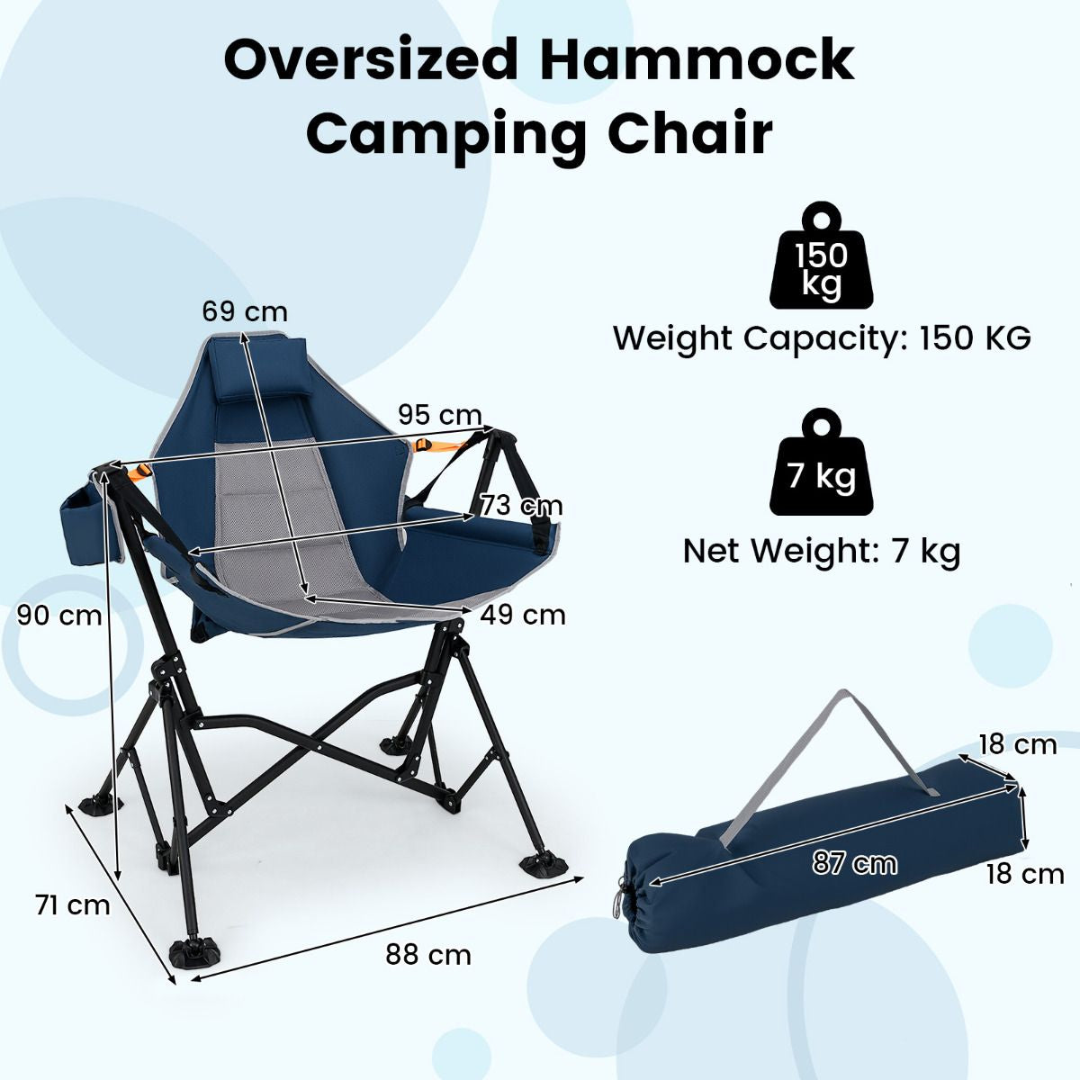 Oversized Hammock Camping Chair Foldable Swing Chair