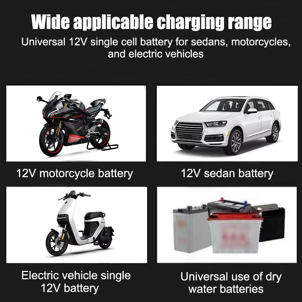 220V Power Puls Repair Charger Car Battery Charger 12V 2A LED Display Moto Truck Battery Charger Wet Dry Lead Acid Battery