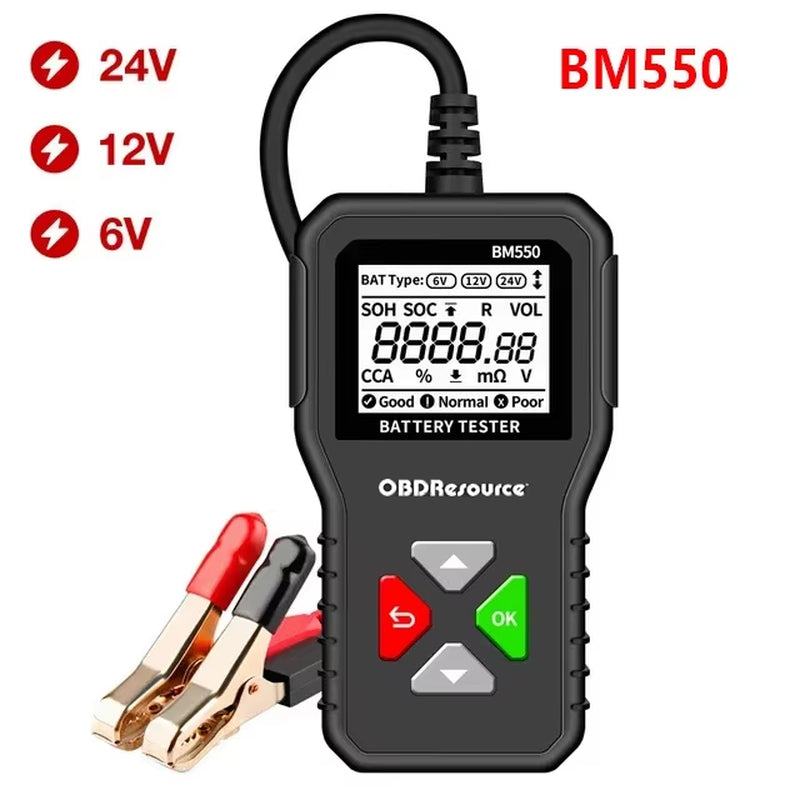 Car Battery Tester 100-2000 CCA Car Battery Tool 6V 12V 24V Car Battery Tester Car Battery Analyzer BM550 Battery Testing Tool