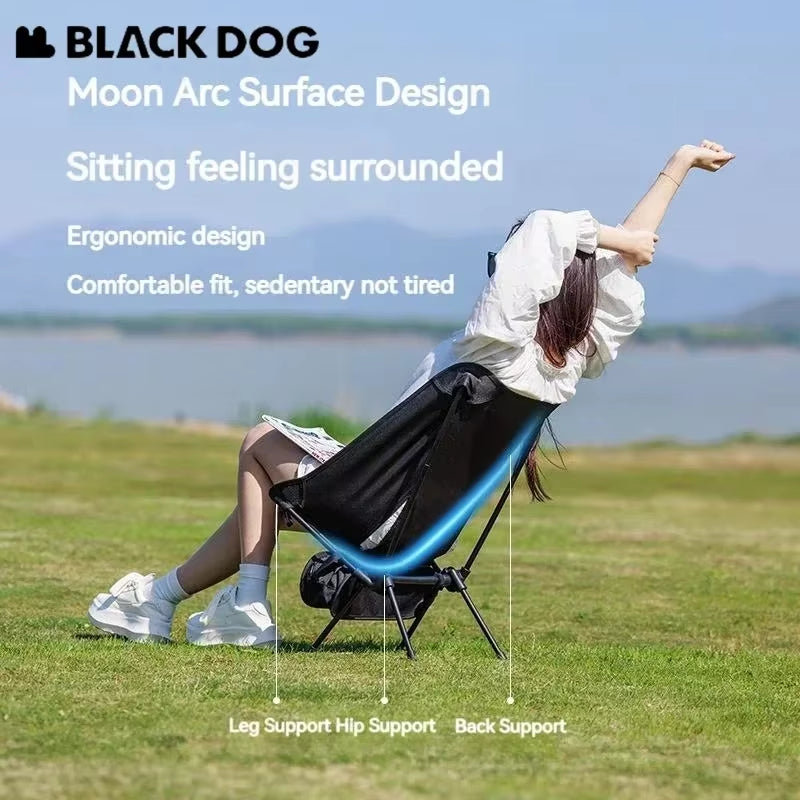 Naturehike BLACKDOG Lightweight Moon Chair Aluminum Alloy Double Single Pole Camping Outdoor Fishing Director Chair Portable